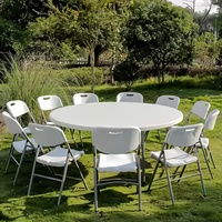 Vente en gros de tables rondes pliantes en plastique très résistantes pour les repas en plein air, les fêtes, la restauration, les pique-niques, le camping, les mariages et les hôtels