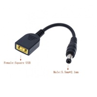Kabel Adaptor Lenovo Laptop Square USB Female ke DC 5.5*2.1mm Male, Lenovo Slim Tip Female ke 5.5x2.1 Male untuk Seri USB Lenovo