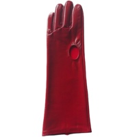 Nouvelle mode, vente chaude : Gants d'hiver longs, rouges, sans doublure, en peau de mouton véritable brillante, sans pouce, à doigts complets, pour l'extérieur, écologiques et respirants