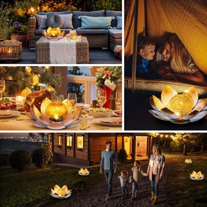 Lámpara Solar de Loto para Jardín, Decoración Exterior, Luz LED Impermeable, Alimentada por Energía Solar, Iluminación para Escaleras y Patios - Product Image 1