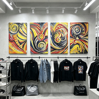 Art décoratif abstrait 3D rectangulaire, art mural fait main en MDF, cadre noir suspendu, adapté à la décoration d'hôtel et de maison