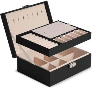 Jewelry Organizer - 2 Layer Jewelry <b>Drawer</b> <b>Storage</b> <b>Box</b> , Jewelry Display for Necklaces Bracelet Earring Ring - Product Image 2