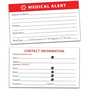 Tarjeta de Identificación Médica de Emergencia para Cartera, Papel Grueso, Color Rojo Brillante, Fácil de Leer, Puede Salvarle la <span class=keywords><strong>Vida</strong></span> - Product Image 3