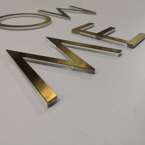 Lettres de nom <span class=keywords><strong>en</strong></span> acrylique transparent 3D, <span class=keywords><strong>miroir</strong></span> doré, signalétique alphabétique - Product Image 2