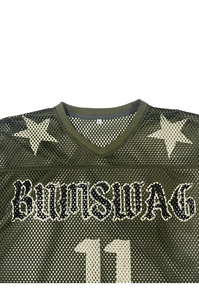 Women's <b>Mesh</b> <b>Crop</b> <b>Top</b> V-Neck Short Sleeve Green Star Print Streetwear Breathable Regular Fit Spring Summer - Product Image 5