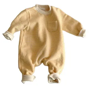 गर्म बिक्री बच्चे शरद ऋतु rompers आरामदायक एक टुकड़ा लंबी आस्तीन धारी नरम कपास romper बच्चे jumpsuit बच्चों के लिए