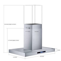 Hotte de cuisine carrée de 36 pouces pour îlot, système de ventilation électrique en acier inoxydable pour hôtels et usage domestique