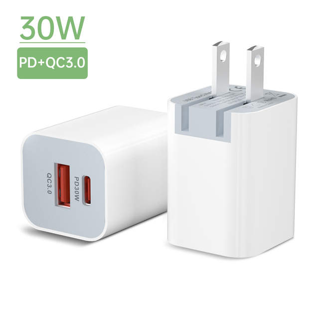 Universal GaN Wall Charger 30W High Power PD3.0 QC3.0 USB-A Type-C Folding Plug Mobile Phone Chargers & Adapters