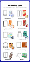 Sachets refermables personnalisés avec impression intégrale et fenêtre transparente, sacs d'emballage pliables pour riz, sacs en aluminium auto-scellants