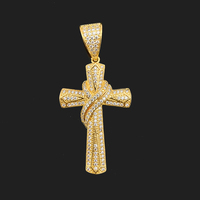 Collar de Moda Hip Hop de Alta Calidad Chapado en Oro de 14k con Colgantes de Cruz con Circonitas para Hombre y Mujer