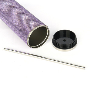 Venda de fábrica 20oz skinny reto brilhante reto strass cristal vácuo isolado com tampa e palha água de café - Product Image 4