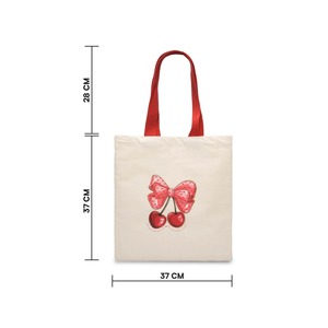 Bolso de mano ecológico con estampado de cerezas, bolso de lona para mujer, para compras, playa y uso diario, disponible para la venta. - Product Image 6