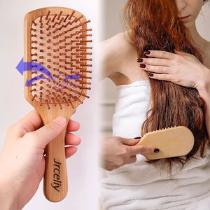 Peignes en bois de bambou naturel, <span class=keywords><strong>brosse</strong></span> démêlante à palette pour <span class=keywords><strong>cheveux</strong></span> lisses épais et secs - Product Image 6