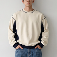 Sweat-shirts en molleton bouclette amples à col rond, patchwork, avec impression en relief et blocs de couleur, vente en gros
