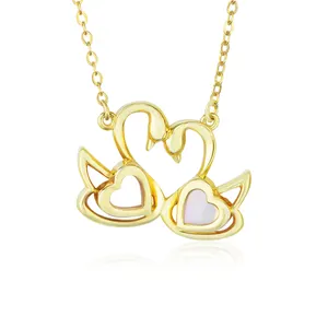 Kuğu aşk tasarımcı tasarım özel tabela kalp gerdanlık katmanlı kolye altın kaplama yıldönümü için moda kadın hediye