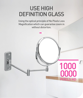 Contemporary 5x Bath Mirror Wall Mounted Double Folding & Rotatable Magnifier with Matte Black Metal Frame