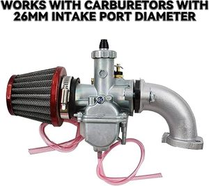 Novo Kit de Tubo de Admissão de Alumínio de 26mm e Junta para Motores <span class=keywords><strong>110cc</strong></span> 125cc 140cc 150cc para Lifan YX TaoTao ATV e Motores de Terra - Product Image 4