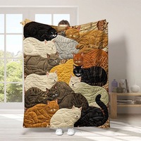Couverture en flanelle douce à imprimé collage de chatons mignons, motifs multiples de chats, cadeau chaleureux et confortable pour les amoureux des chats, thème animalier pour la maison