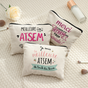 Sac de maquillage personnalisé avec motif « I Am the Best Atsem in the World <span class=keywords><strong>France</strong></span> », sac de rangement de <span class=keywords><strong>voyage</strong></span> pour articles de toilette - Product Image 3
