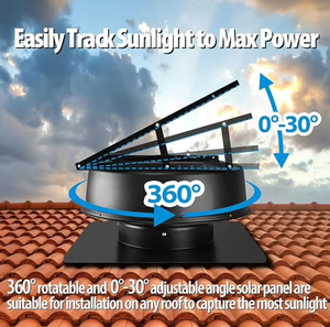 Ventilateur d'extraction industriel de plafond à énergie solaire 25W avec collecteur d'air, système de <span class=keywords><strong>ventilation</strong></span> de toit pour la <span class=keywords><strong>ventilation</strong></span> des cheminées - Product Image 5