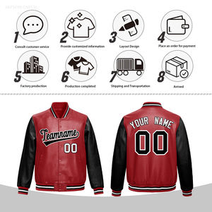 سترة رياضية كاجوال مطرزة بشعار مخصص وتصميم عصري مع أكمام جلدية متباينة للرجال بمقاسات كبيرة - Product Image 5