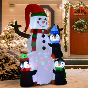 Décoration de jardin gonflable de Noël DB Snowman, 8 pieds, illuminée avec des pingouins - Product Image 3