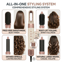 6 en 1 Auto Wrap Ionic Volumizer Sèche-cheveux Peigne Styler DC haute vitesse avec sèche-cheveux en une étape Brosse à air chaud pour le lissage