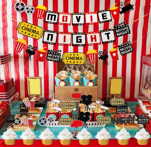 Bannière Joyeux <span class=keywords><strong>Anniversaire</strong></span> Thème Cinéma, Guirlande, Décoration de Gâteau Cupcake, Ballon en Métal et Latex pour Soirée Cinéma et Fournitures de Fête d'<span class=keywords><strong>Anniversaire</strong></span> - Product Image 2