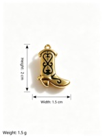 Breloque en émail en forme de botte de cowboy occidentale plaquée or 18 carats en acier inoxydable YWXS pour la fabrication de bijoux DIY