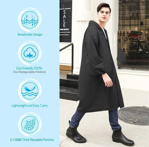 Poncho de Pluie Épais Imperméable Prix Usine, Veste de Pluie Personnalisée en Plastique Coloré - Product Image 3