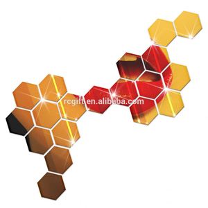 Hexagon <b>Mirror</b> <b>Wall</b> Stickers 3D Acrylic Mirrored Decorative Sticker Waterproof Home Decor Custom Stickers - Product Image 6