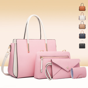 Nouvel ensemble de sacs à main tendance pour femme avec design quatre pièces color block, frais et élégant, sac bandoulière et sac à main - Product Image 1