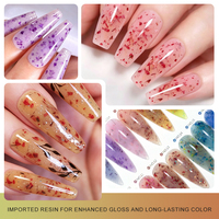CaiXuan Euro ST Gel de construction floral printanier avec fleurs séchées naturelles et paillettes, Gel dur UV pour extension et sculpture d'ongles