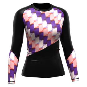 Haut de sport gainant à manches longues en polyester pour femme, type débardeur de compression anti-UV - Product Image 2