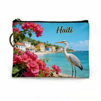 Porte-monnaie en cuir pour homme, souvenir touristique d'Haïti, personnalisé avec logo, couleurs et designs sur mesure, style professionnel, vente en gros