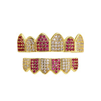 Grilles dentaires Hip Hop en gros, brillantes, avec diamants CZ, zircone cubique glacée pour hommes, bijoux de chaîne de corps tendance