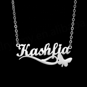 Collar con Nombre Personalizado, Estilo Europeo y Americano, de Acero de Titanio, con Colgante de Letra que No se Desvanece, Cadena con Mariposa - Product Image 5