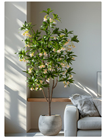 Arbre Bonsaï Artificiel de Haute Qualité en PE, Plante Décorative d'Intérieur avec Pot de Fleurs en Pierre Ornamentale, Arbre à Fleurs Banyan