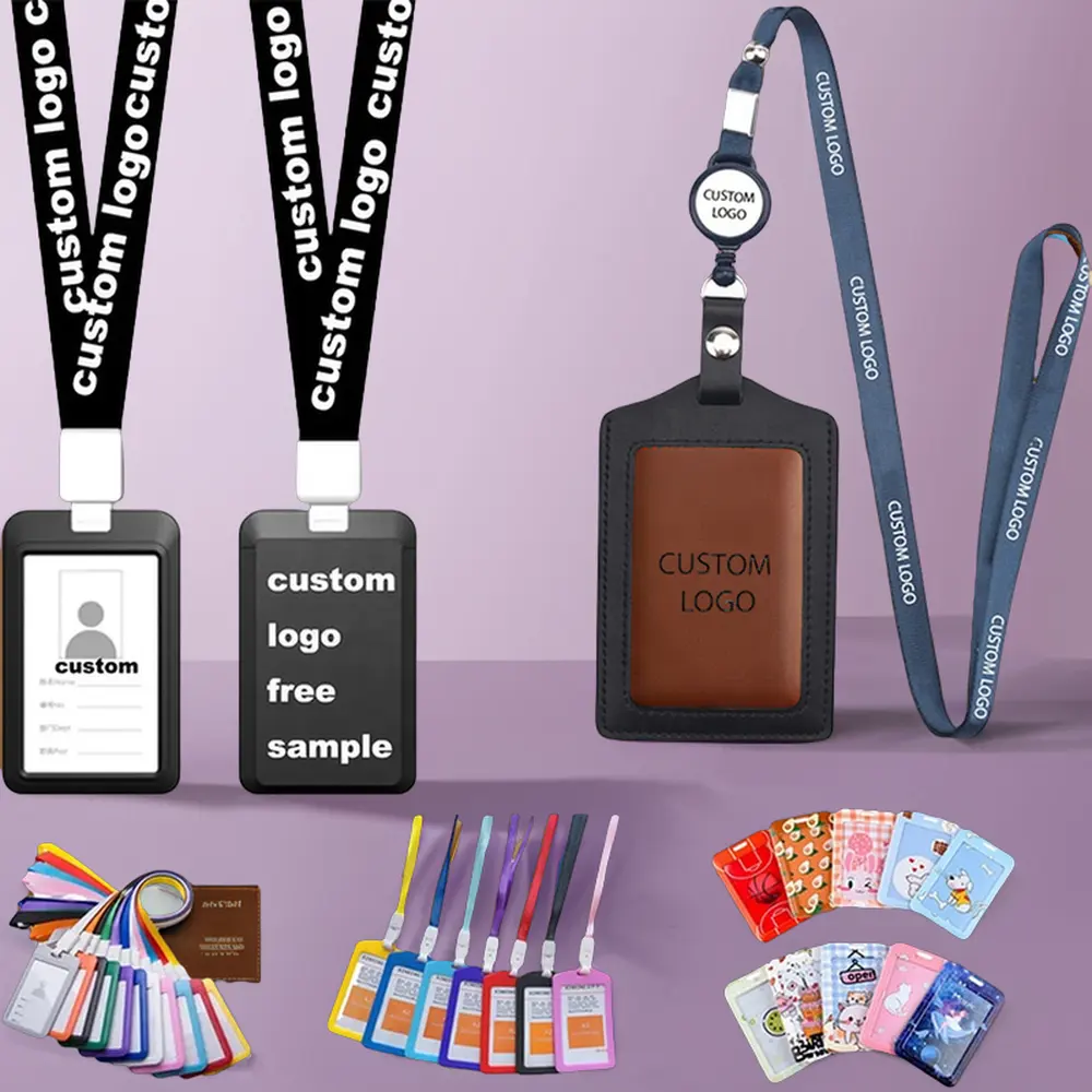 Custom Logo Free Design Fashion Style Woven Polyester Lanyard with ID Card Badge Holder Star for Business Cards Printing