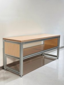 Modern Minimalist <b>Shoe</b>-changing Stool Wood Marine-grade Board Aluminum Frame Floor-standing <b>Storage</b> <b>Rack</b> Home Furniture - Product Image 2