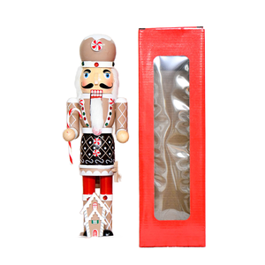Décoration de Noël artisanale personnalisable, <span class=keywords><strong>casse</strong></span>-<span class=keywords><strong>noisette</strong></span> <span class=keywords><strong>en</strong></span> <span class=keywords><strong>bois</strong></span> de 36 cm, couronne, détails peints à la main, écologique - Product Image 1