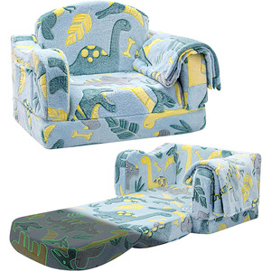 Children's Foldable <b>Sofa</b> Shell Shape Reclining Chair With Handrails Fabric High Elasticity Foam For <b>Kids</b> 2 Years And Above - Product Image 2