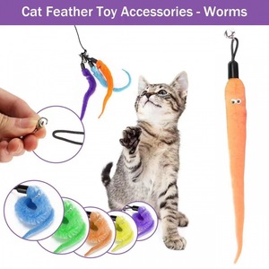 <b>Cat</b> Teaser Toy With Replaceable Feather Head Extendable Rod <b>Plush</b> Interactive Pet Play Set For <b>Cats</b> - Product Image 2