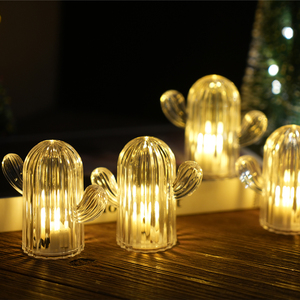 Simpatiche luci notturne a forma di Cactus, Mini <span class=keywords><strong>lampada</strong></span> da tavolo In acrilico <span class=keywords><strong>trasparente</strong></span> per la stanza dei bambini a casa o per feste, alimentate a batteria - Product Image 3