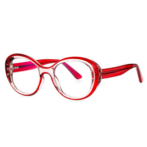 Nouvelles femmes à la mode nouvelles lunettes lentilles de coupe bleues CP TR90 petit alliage ovale insérer charnière à ressort Prescription - Product Image 1