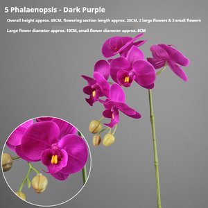 Orquídea artificial de tacto real al por mayor con tallos de alambre flexible, 5 orquídeas de mariposa para decoración de interiores, sala de estar y fiestas. - Product Image 3
