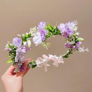 Diadema de Flores Rosadas Estilo Hada, Guirnalda de Flores Realistas para Fotografía, Festivales de Música, Fiestas y Regalos de Cumpleaños - Product Image 4