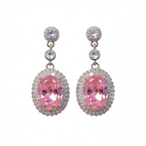 Orecchini Pendenti Romantici da Donna con Cristalli Ovali e Strass, Gioielli alla Moda per Feste, in Lega di Zinco, Stile Goccia d'Acqua - Product Image 1