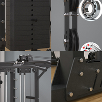 Rack à squats et machine Smith avec bras de sécurité et crochets en J pour l'entraînement à la barre en solo pour débutants à domicile