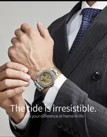 Montre automatique pour homme LONGLUX, montre-bracelet mécanique de luxe en acier inoxydable, squelette, étanche, avec diamants, vente en gros